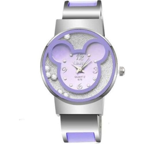 New Fashion Mickey Bracelet Watches Women Dress Analog Girl Cute Rolling Rhinestone Wristwatches 2019 Ladies Casual Quartz Watch