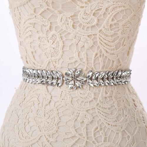 2019 new luxury rhinestone wedding dress Waist seal bride belt hand seam diamond decoration Bride Accessories Wholesale