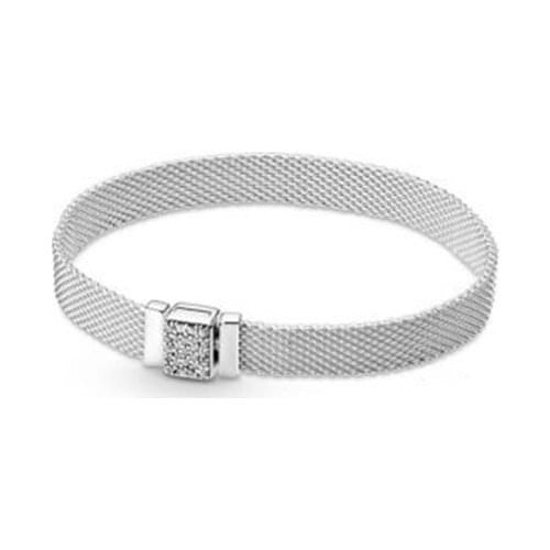 2020 Winter New Fashion Exquisite Reflexions Pave Clasp Mesh Bracelet, Delicate Jewellery To Give Wife A Romantic Birthday Gift