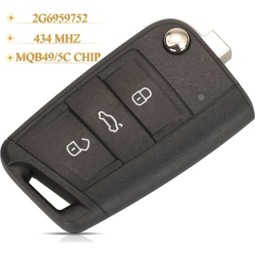 Kuttery 3 Buttons Original Remote Car Key Fob 434mhz MQB49/5C Chip 2G6959752 For For VW Volkswagen POLO 2017