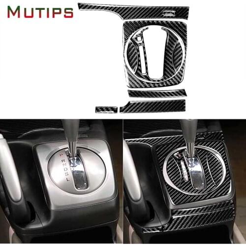 Mutips Car 8pcs/set Automatic Gear Shift Gearbox Panel Cover Frame Trim Carbon Fiber Sticker For Honda Civic 8th Gen 2006-2011