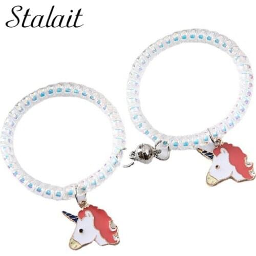 Cute Animal Duck Couple Bracelets Star Bells Pendant Charm Magnetic Attract Phone Line Love Korean Friendship Bracelet New