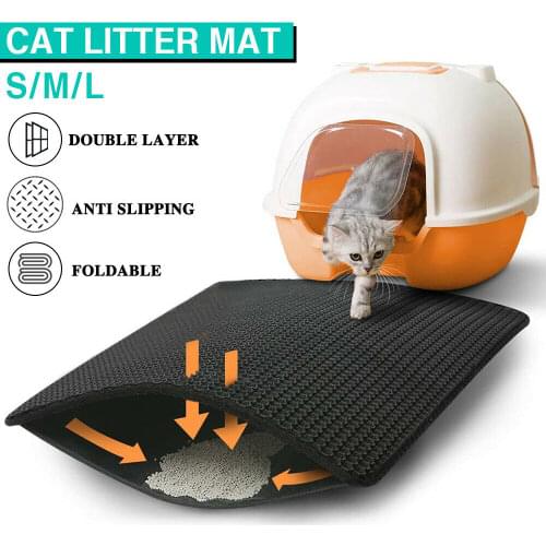 Pet Cat Litter Mat Waterproof EVA Double Layer Cat Litter Trapping Pet Litter Box Mat Clean Pad Products for Cats Accessories