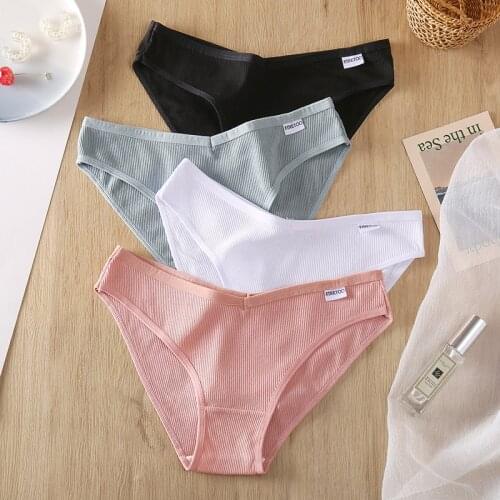 Q Cotton Panties Female Underpants Sexy Low-waisted Panties for Women Briefs Underwear Plus Size Pantys Lingerie Solid Color