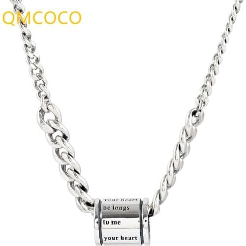 2021 New Style Vintage 925 Silver Cylindrical Letter Shape Geometric Charm Pendant Necklace Jewelry For Women Neck Accessories