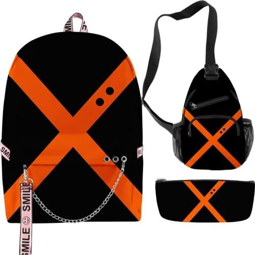 2020 3D Print My Hero Academia Backpacks Sets Hip hop School Bags Keys Accessories Boys Girls Backpacks Oxford Travel Bags Suit