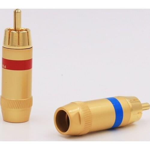 VR009G Male RCA Plug Wire Solder Audio Video Gold Plated Connector 8MM diameter rca adapter for hifi cable diy