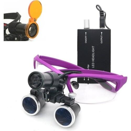 Dental Curing Filter 5WLED Headlight Headlamp 2.5/3.5X420mm Surgical Medical Operation Loupes Binocular Magnifier