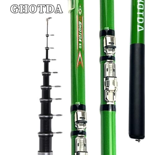 GHOTDA Full Carbon Fiber Rock Fishing Rod Telescopic feeder pole Spinning Carp Rod 2.7M 3.6M 4.5M 5.4M 6.3M
