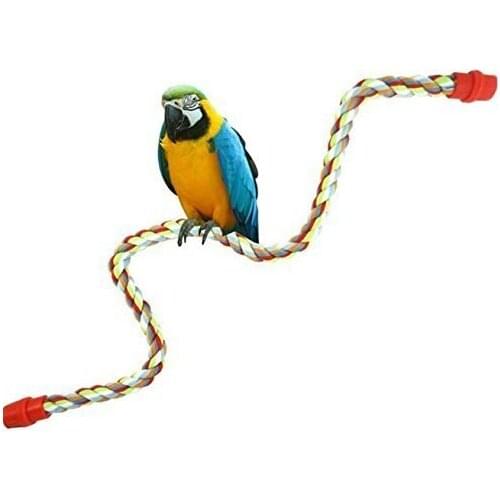 Birds Rope Bungee Perch Spiral Ladder Swing Toy Adjustable Climbing or Stand Bar for Small Medium Parrots