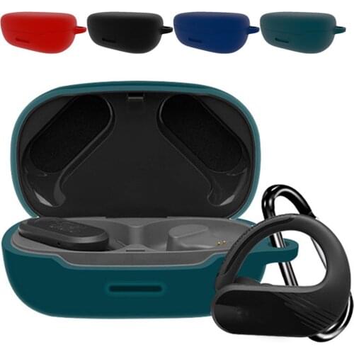 Protective Case Silicone Cover For JBL Endurance Peak2 Wireless Earbuds Anti-slip Shockproof Full Cover With Carabiner