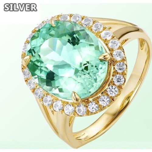 Green Crystal Ring Oval Cubic Zirconia Party Crystal Ring for Women Girls Gift Drop Shipping Jewelry Wholesale emerald ring