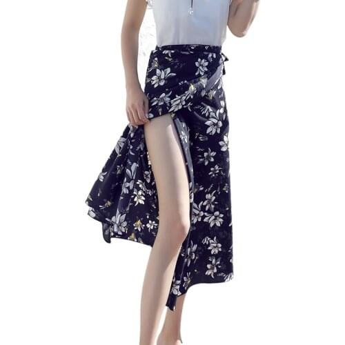 Womens Boho Flower Long Skirt Summer Beach Sunny Ladies Casual Skirts Floral Chiffon Tutu Skirt