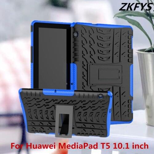 ZKFYS Tablet stand cover case For Huawei MediaPad T5 10.1 inch Ultra Slim Hybrid PC+TPU Silicone Armor Tablet case