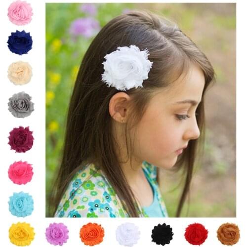 1 PCS Shabby Handmade Flowers Infant Hair Clips Solid Color Toddler Bangs Hairpins DIY Clothing Decoration Kids Accessories