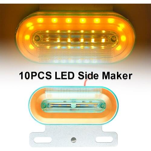 10pcs 24V 12 LED Car Truck Side Marker Lights Car External Lights Signal Indicator Lamp Warning Tail Light 3 Modes Trailer Lorry