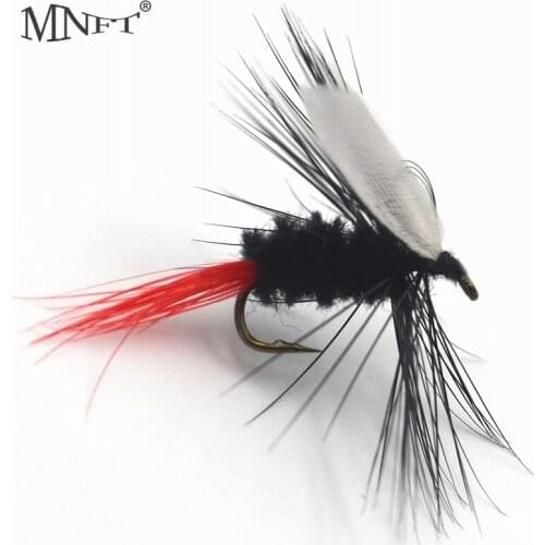 MNFT 10PCS Black Body White Wings Trout Fishing Tools May Fly Dry Fly Buggs Fishing Flies Bass Fishing Spinner Lures