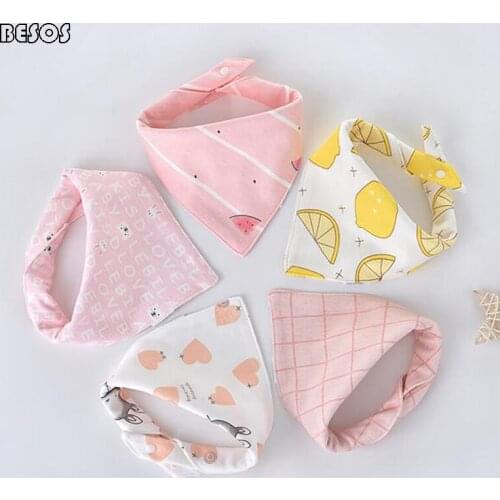 5pc Saliva Towel Baby Cotton Bib Spring Autumn Winter Newborn Turban Children Scarf Saliva Bib Baby Triangle Scarf B0098M