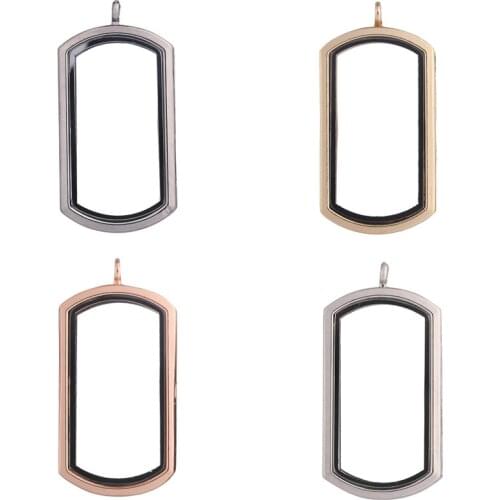 1pcs Alloy rectangle no Rhinestone Magnetic Glass plain Locket Living Memory Floating Charm pendant locket for necklace Jewelry
