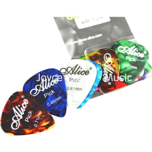 Alice 12pcs Pearl Celluloid Guitar Picks Plectrums Clamshell 0.46/0.71/0.81mm Free Shipping