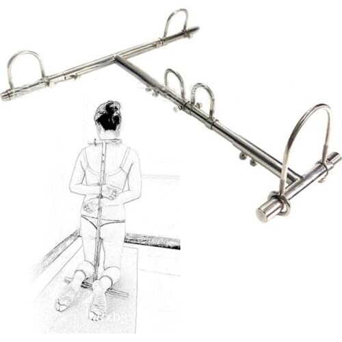 Stainless Steel BDSM Bondage Kneeling Torture Reatraints Handcuffs Ankle Cuffs Collar Device Set Sex Toys for Couples Slave