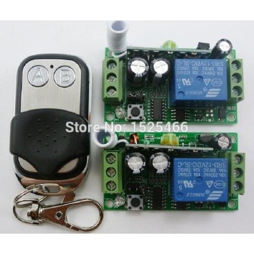 DC12V 2 key Keyfob + 2pcs one Channel Wireless Relay switch DC 12V 433M RF for home motor led