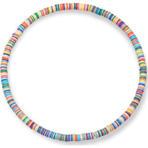 Boho 6mm Multicolored Rainbow Polymer Clay Heishi Beads Stretch Choker 2021 New Fashion Summer Beach Necklace Jewelry Present