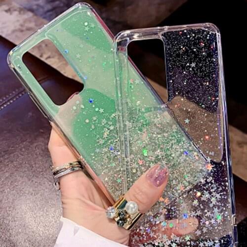 Glitter Stars Phone Case For Xiaomi Redmi Note 10 10S 10 9 9T 9S 8 8T 10X 9C 9A K40 K30 S I Pro Max Ultra TPU Transparent Cover