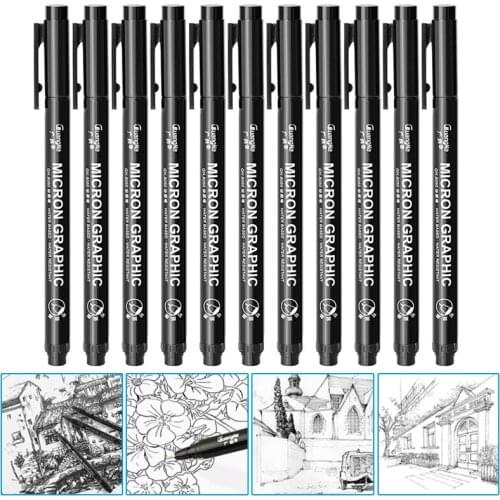 Black Fine Tip Sketch Pen Drawing Line Comic Anime Art Waterproof Painting Pen GK99