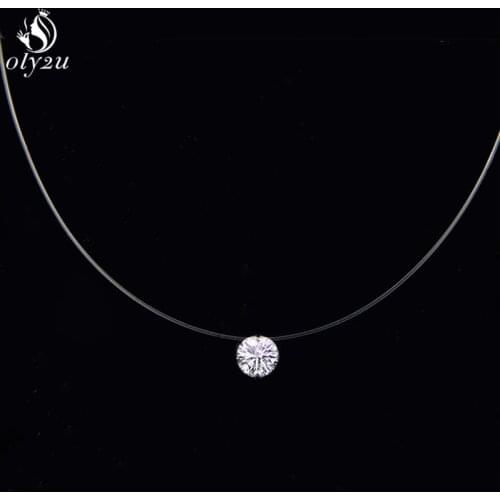 Simple Women Rhinestone Choker Necklaces Transparent Fishing Line Invisible Chain Necklace Fashion Collier Femme Party Gift