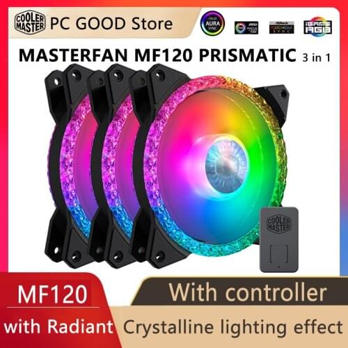 CoolerMaster MASTERFAN MF120 PRISMATIC 3-in-1 with Radiant Crystalline lighting effect cooling fan 120mm ARGB with controller