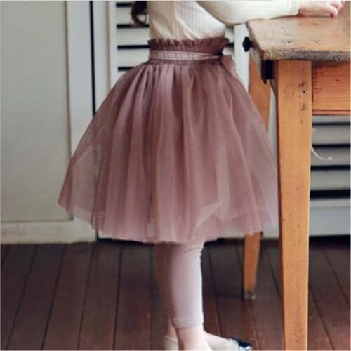 2021 Spring Autumn Girls Legging with Skirt Cotton Kids Skinny Pant Mesh Skirt Legging AA5084