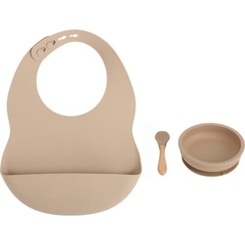 Baby Suction Plate Silicone Bib Children Tableware Feeding Set Infant Toddler Anti-flip Suction Dinnerware Food Grade Silicone
