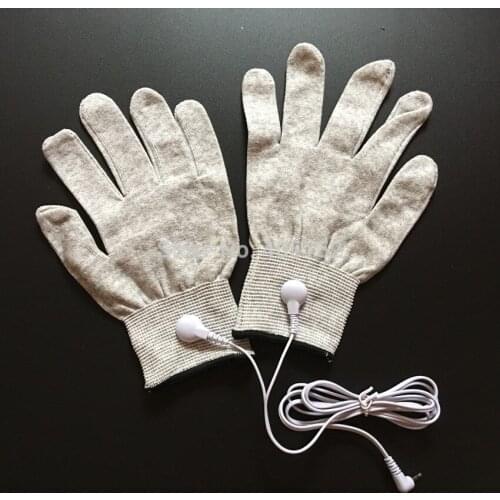 DHL freeshipping 200 pairs Silver conductive fiber Massage gloves for TENS/EMS for therapy Hand Massager Anti-static/Anti-skid