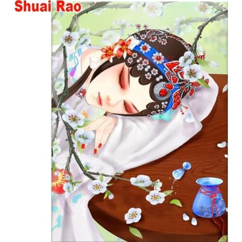 Diy diamond embroidery sale China Ancient woman,5d diamond 3d cross stitch full square round 3D pictures Classic drama girl