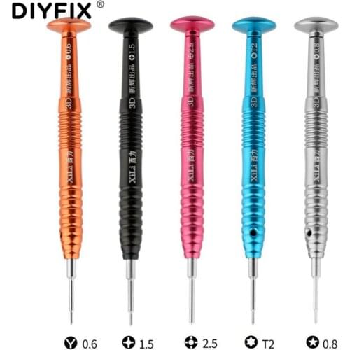 DIYFIX 3D Magnetic Screwdriver P2 0.8 Pentalobe Y0.6 1.5 Cross 2.5 Phillips T2 Torx for iPhone Mobile Phone PC Repair Tools