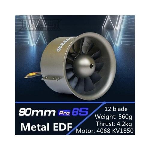 FMS 90mm Ducted Fan Jet EDF Metal 12 blade With 4068 KV1850 Motor Engine Power 6S-8S For RC Airplane Model Aircraft Parts