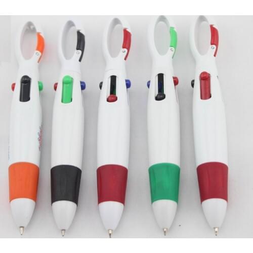 Cute Carabiner Ballpoint Pen Multicolor Ball Pen 4 In 1 Colorful Pen School Stationery With Keychain Kawaii Buckle Writing Pens
