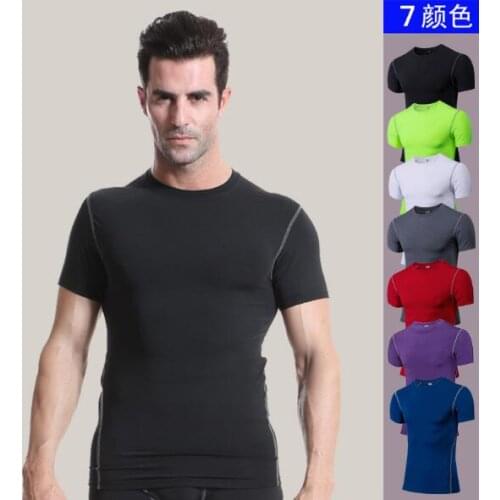 Mens body-hugging workout clothes running short sleeve sportswear stretch jerky T-shirt