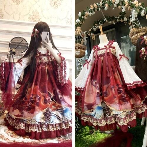 Lolita Chinese style dragon play bead dress Cos Loli sweet Princess Soft Girl Lolita dress Vestidos