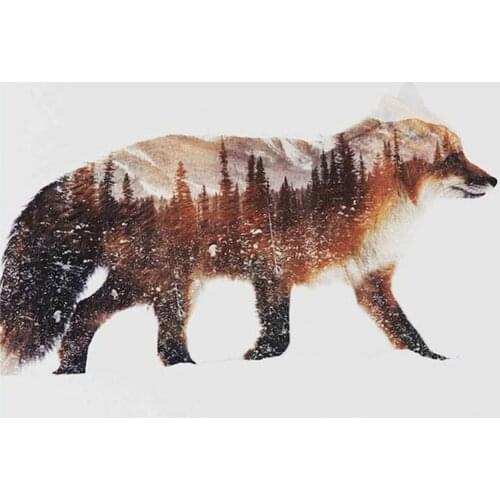 5D DIY Poured Glue Diamond Painting Kits Scalloped Edge Snow Fox Full Round With AB Drill Painting Frameless On Canva Home Decor