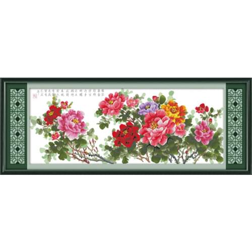 Peonys verve cross stitch kit flower 18ct 14ct 11ct count printed canvas stitching embroidery DIY handmade needlework