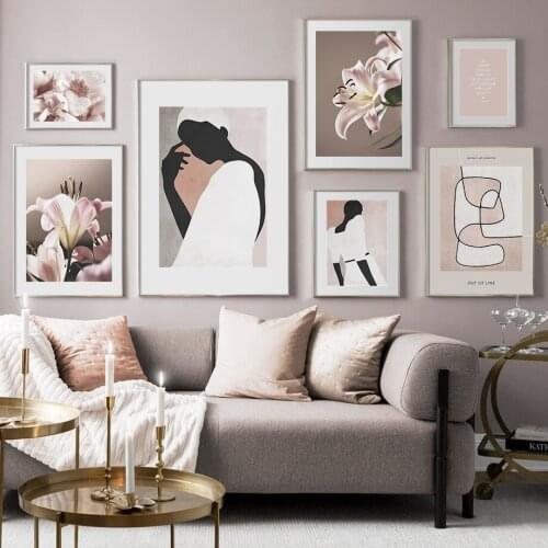 Wall Art Canvas Painting Blossom Flower Abstract Girl Nordic Posters And Prints Wall Pictures For Living Room Home Decoration