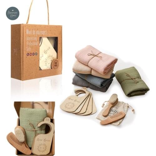 New Baby Bath Toy Set Baby Wardrobe Dividers Wooden Brush Comb Kid Double Sided Swaddle Wrap Photography Supplies Gift Products