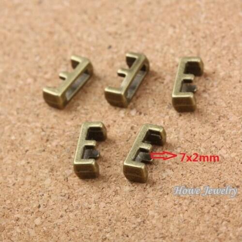 Wholesale 180 pcs Vintage Charms Letter E Antique bronze Fit Leather leather slide rope bracelet jewelry production 10067