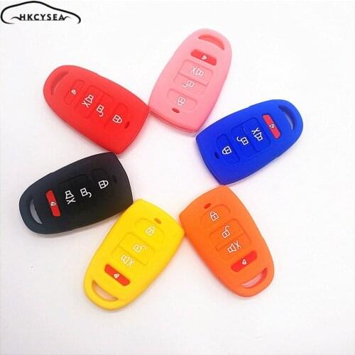 HKCYSEA Wholesale 50/100pcs Silicone Rubber Car Key Case Cover for Hyundai for Kia 3+1 Button Key Case without Logo Mix Color