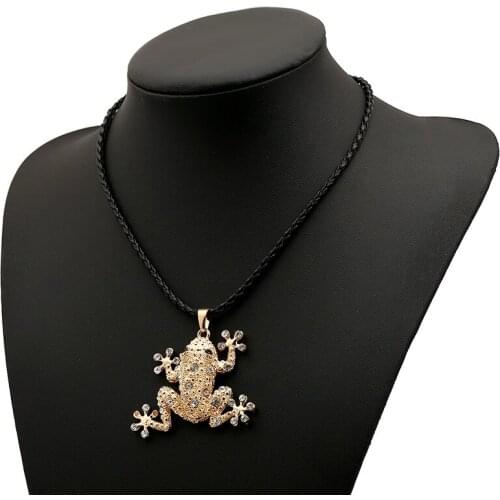 Korean Lovely Frog CZ Necklace Pendants Fashion Simple Autumn Leather Rope Pendant Factory Spot Wholesale Sweater Chain