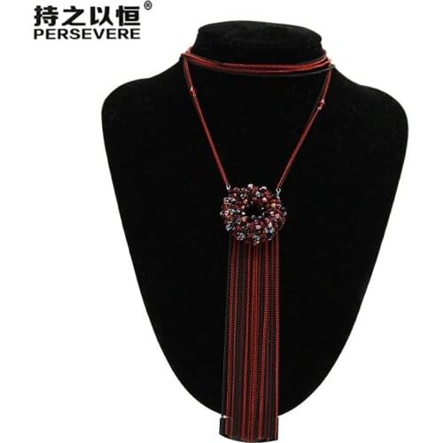 Crystal Beaded necklaces & pendants Handmade sweater chains Long tassel necklace For Women costume jewelry New arrivals 2020