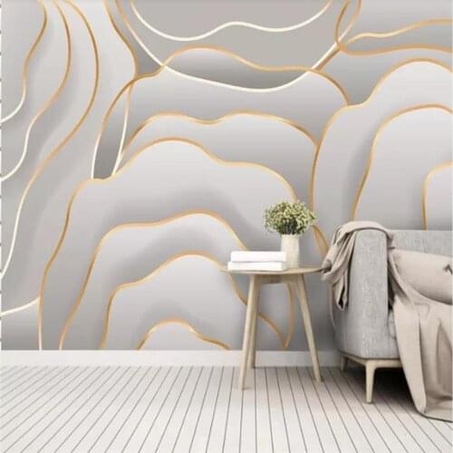 Custom wallpaper rose simple art 3D gold line modern Nordic wall decoration - high-grade waterproof material