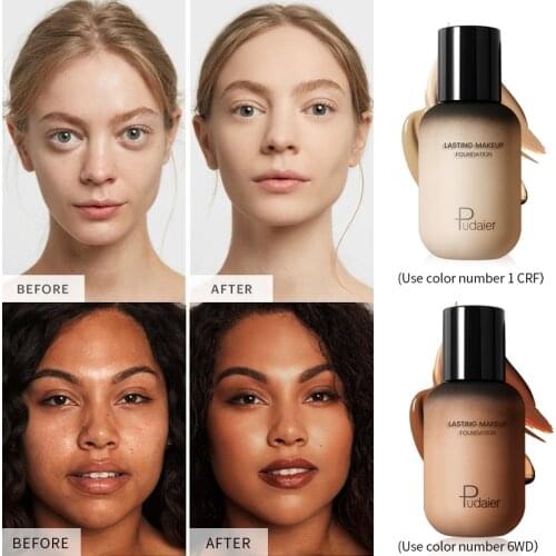 Pudaier face makeup liquid foundation cream 40ML bright beige natural 40 colors long lasting base concealer bb cream PD066
